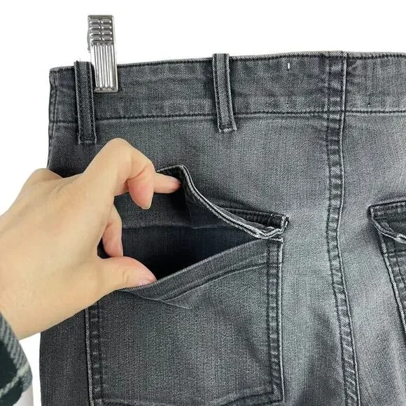 Nili Lotan Cropped French Military Pants Jeans Carbon Grey Cotton Utility SZ 27